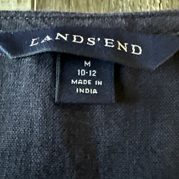 Lands' End 100% Linen Tunic Top Medium Floral Beaded Peasant Resortwear Blue - Picture 3 of 8